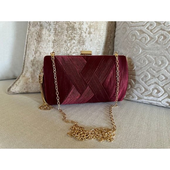 Cross Front Evening Clutch Bag, Wedding Clutch, Prom Clutch, Tassel Clutch Bag - Picture 4 of 7